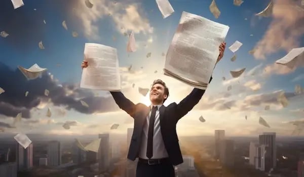 Founder celebrating with legal documents - Introducing the Safer, a better alternative to SAFEs for startup financing