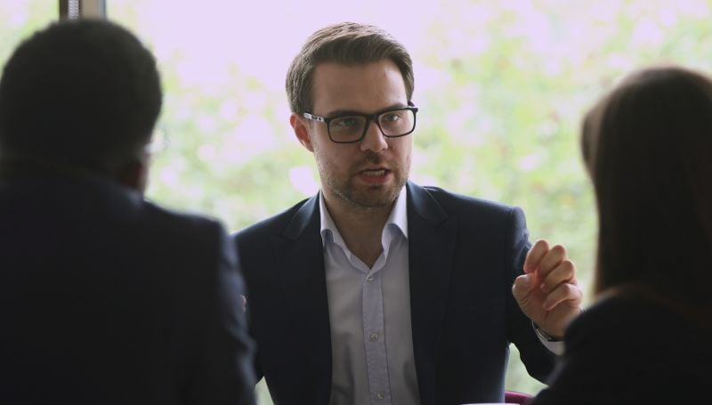 Investor discussing long-term investment strategy